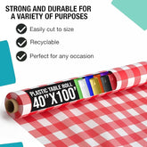 40 In. x 100 Ft. Red Gingham Table Roll